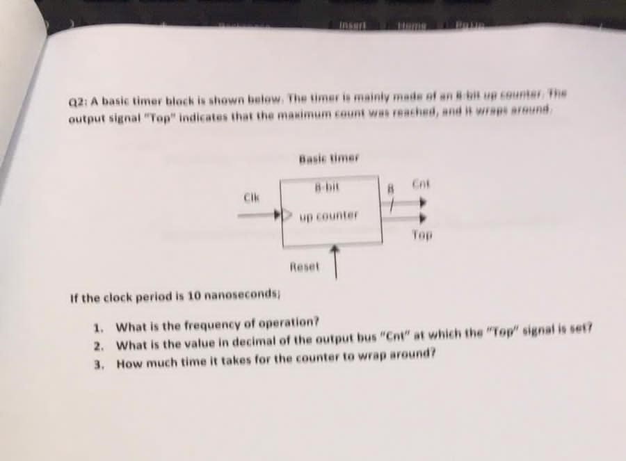 Solved Q2: A basic timer block is shown balow, The timer is | Chegg.com