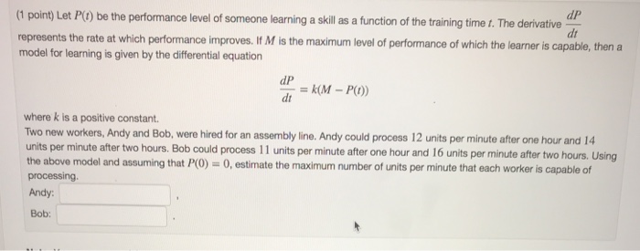 Solved P0) be the performance level of someone learning a | Chegg.com