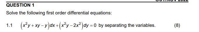 Solved Solve the following first order differential | Chegg.com