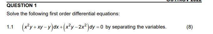 Solved Solve The Following First Order Differential | Chegg.com