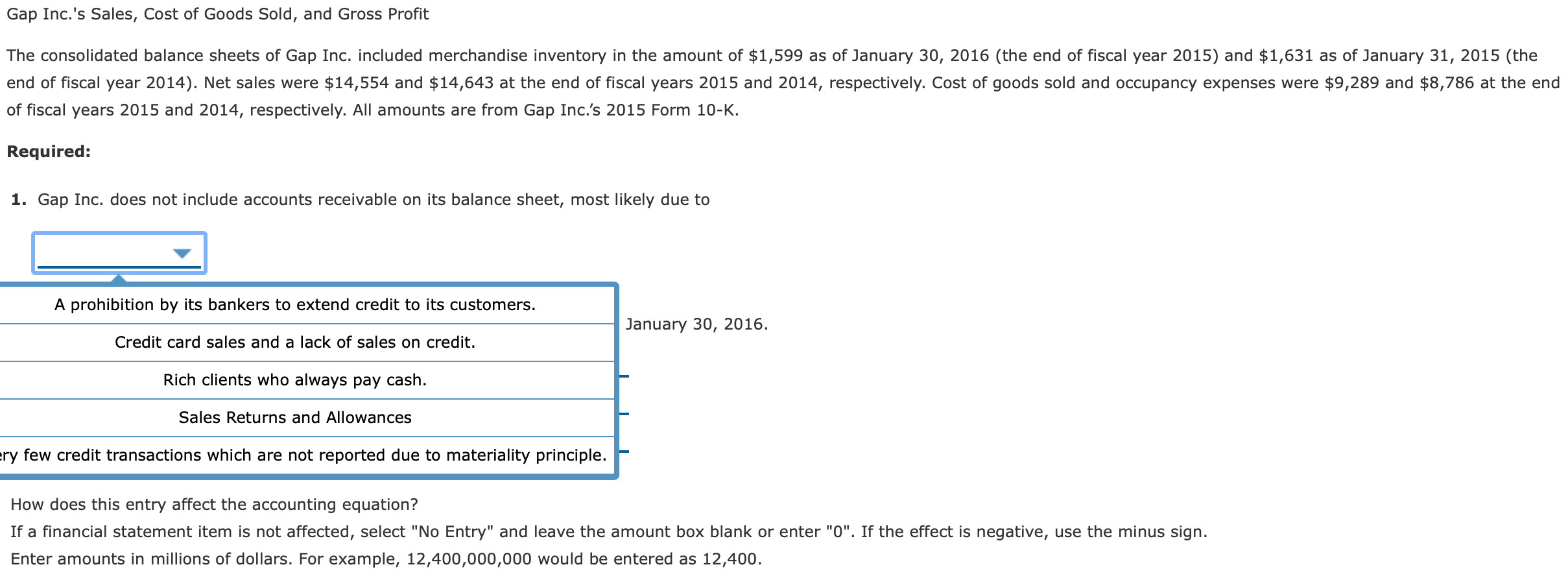 Gap inc card sale account