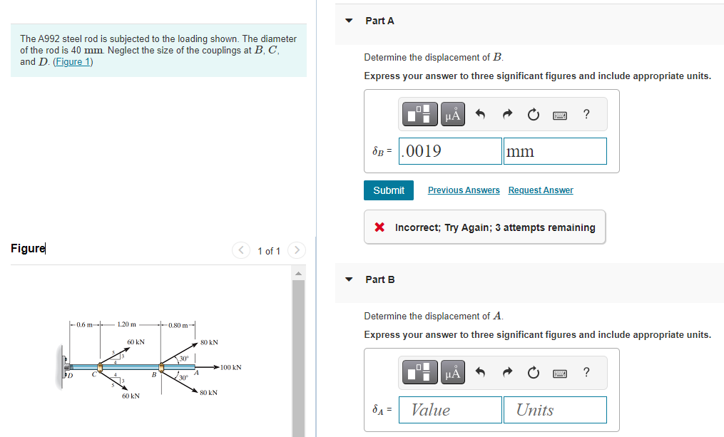 [Solved] The A992 steel rod is subjected to the loading s