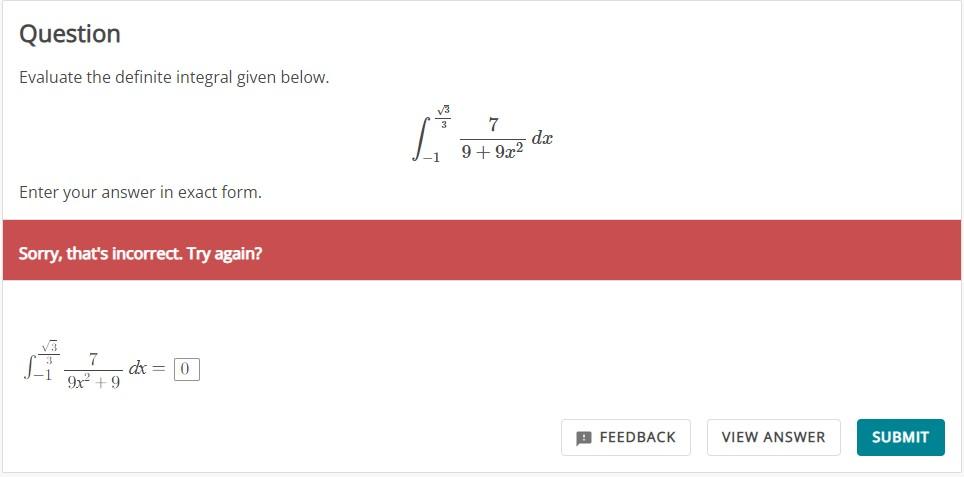 Solved Evaluate the definite integral given below. | Chegg.com