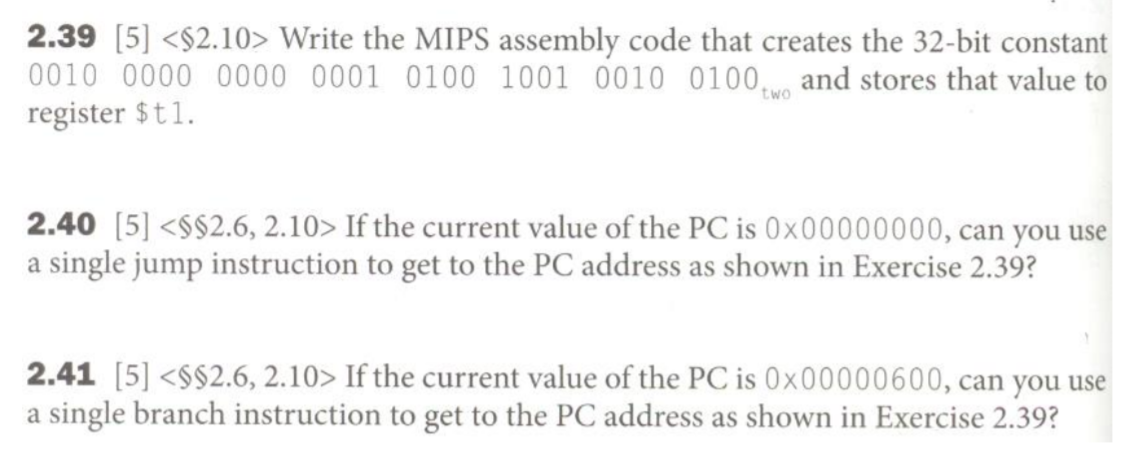Solved 2.39 [5] Write the MIPS assembly code that | Chegg.com