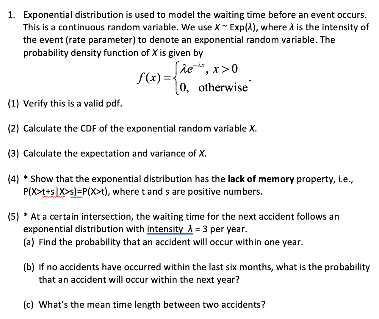 Solved 1. Exponential Distribution Is Used To Model The | Chegg.com