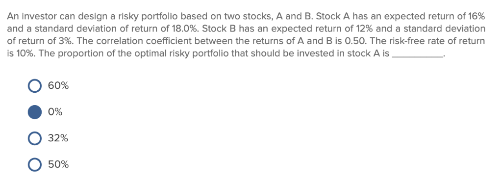 Solved An Investor Can Design A Risky Portfolio Based On Two | Chegg.com