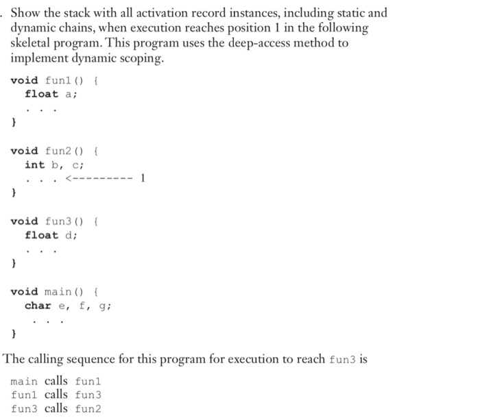 Solved . Show The Stack With All Activation Record | Chegg.com