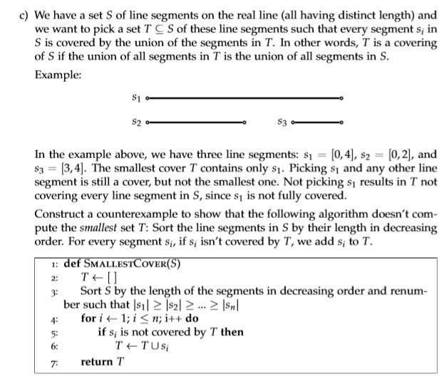 Solved c) We have a set of line segments on the real line | Chegg.com