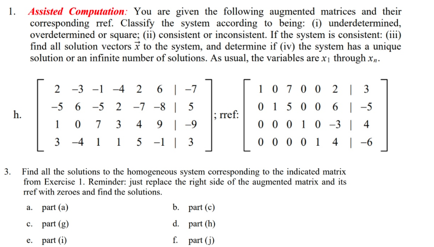 Solved 1. Assisted Computation: You are given the following | Chegg.com