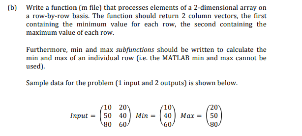 Solved b Write a function m file that processes elements