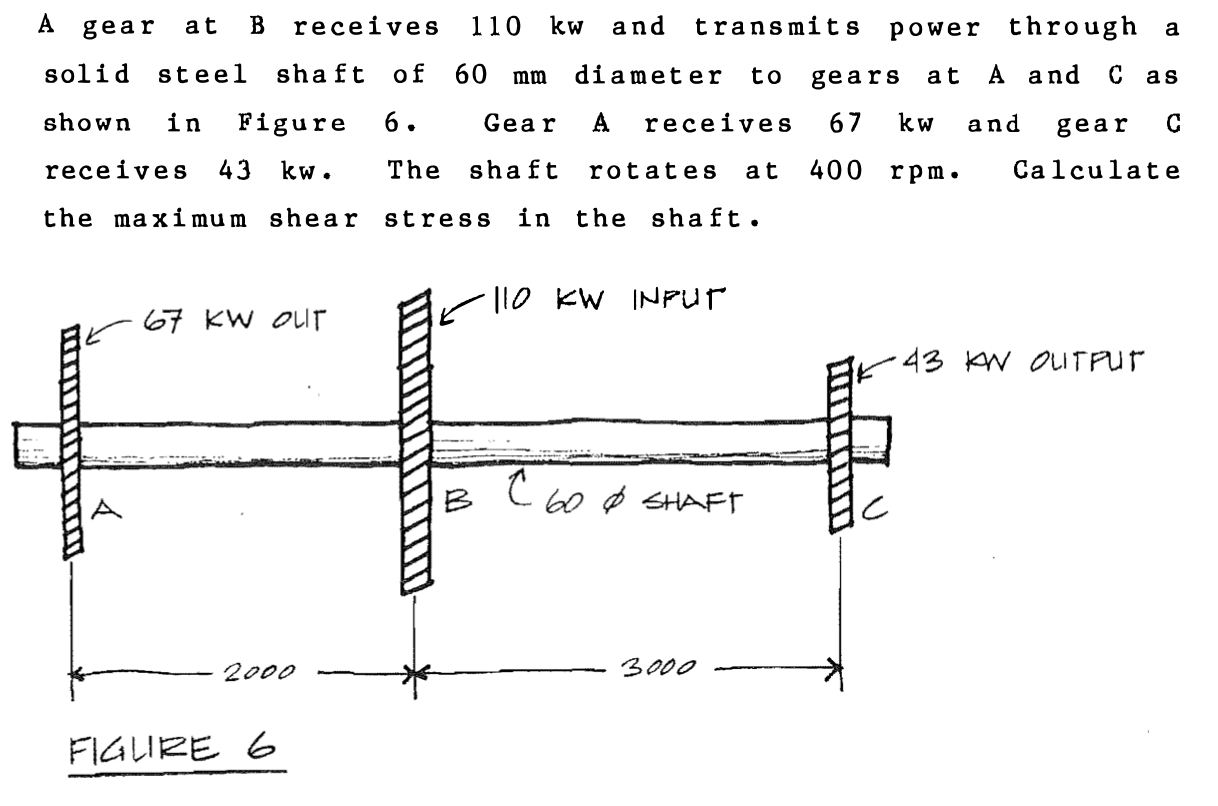 A Gear At B Receives 110 Kw And Transmits Power Chegg Com