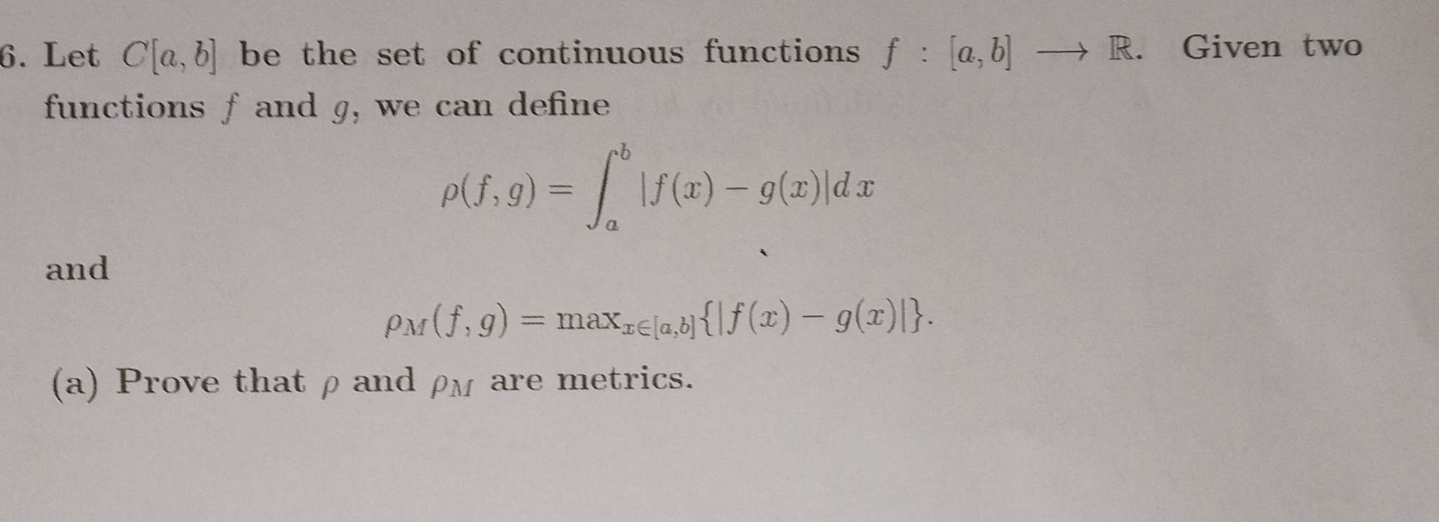 Solved Let C[a,b] Be The Set Of Continuous Functions | Chegg.com