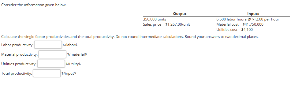 Solved Consider the information given below. Calculate the | Chegg.com
