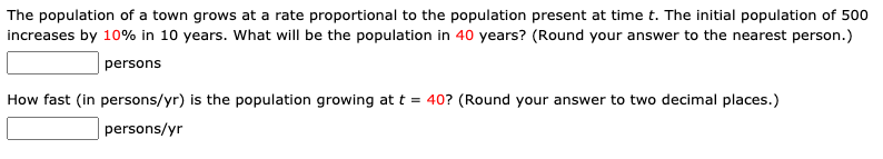 Solved The Population Of A Town Grows At A Rate Proportional | Chegg.com