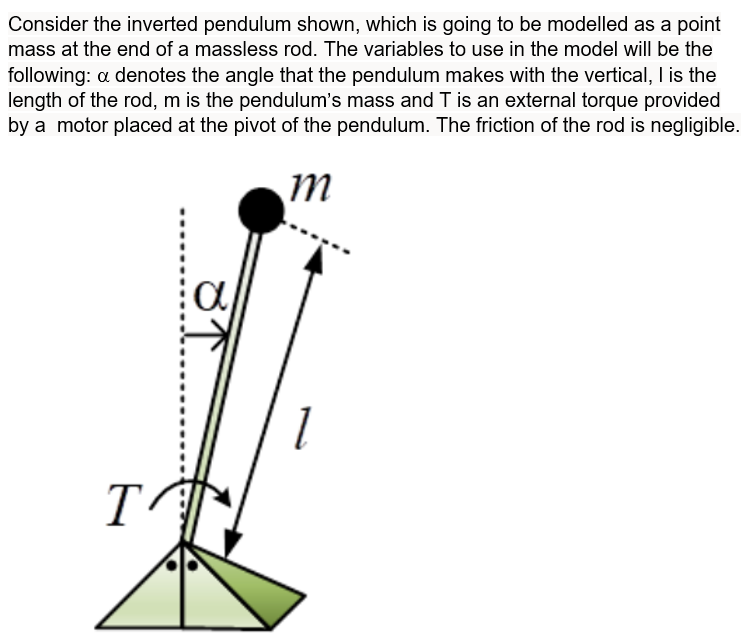 Solved Consider the inverted pendulum shown, which is going | Chegg.com