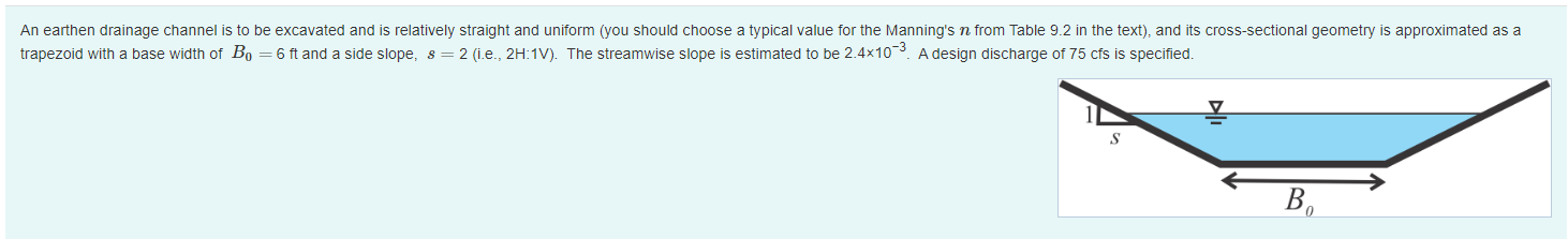 Solved Determine the normal depth corresponding to the | Chegg.com
