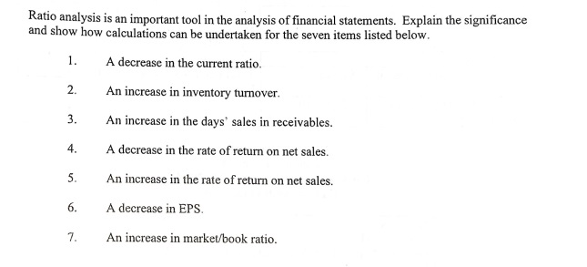 Solved Ratio analysis is an important tool in the analysis | Chegg.com