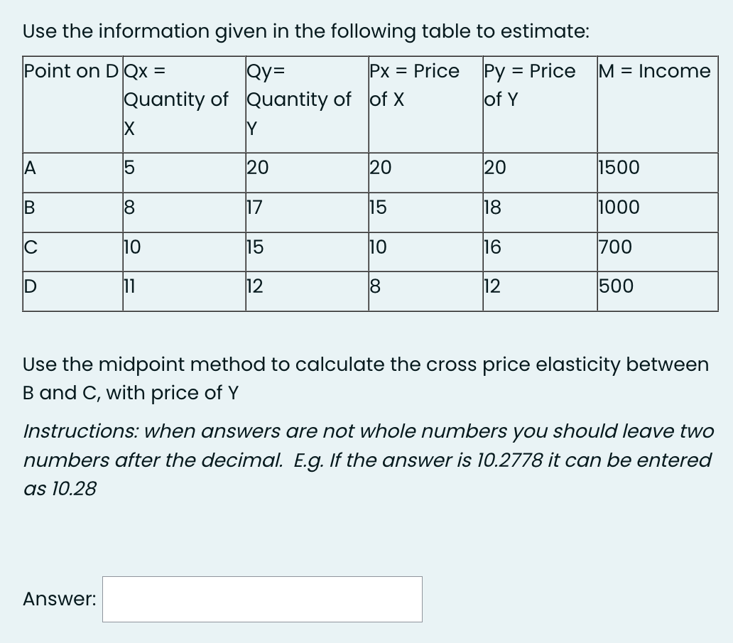 Solved Use the information given in the following table to | Chegg.com
