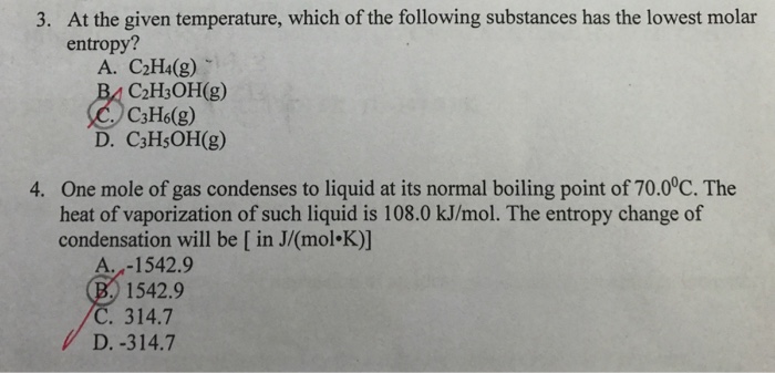 Solved At the given temperature which of the following Chegg