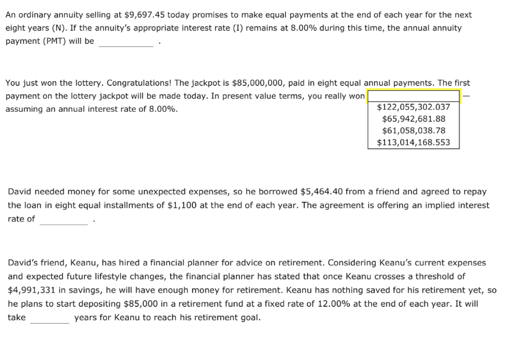 Solved An ordinary annuity selling at $9,697.45 today | Chegg.com