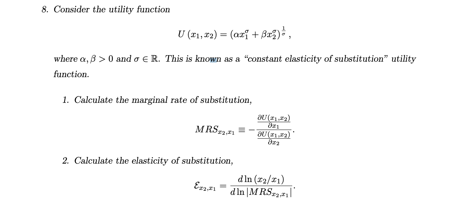 Solved 8 Consider The Utility Function U 11 12 Az Chegg Com