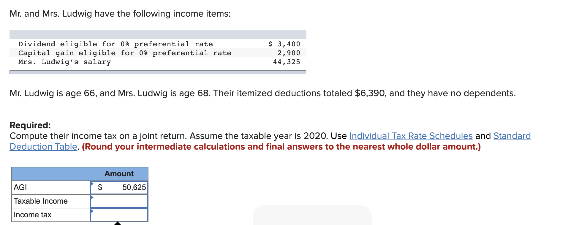 Solved Mr. and Mrs. Ludwig have the following items