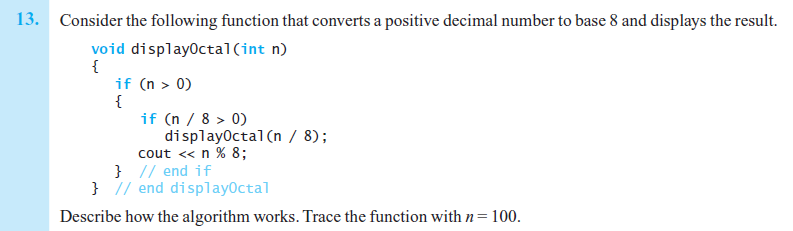Solved 13. Consider the following function that converts a | Chegg.com