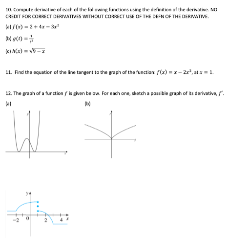 Solved 10. Compute derivative of each of the following | Chegg.com