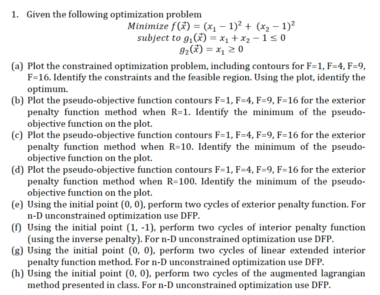 1. Given The Following Optimization Problem | Chegg.com