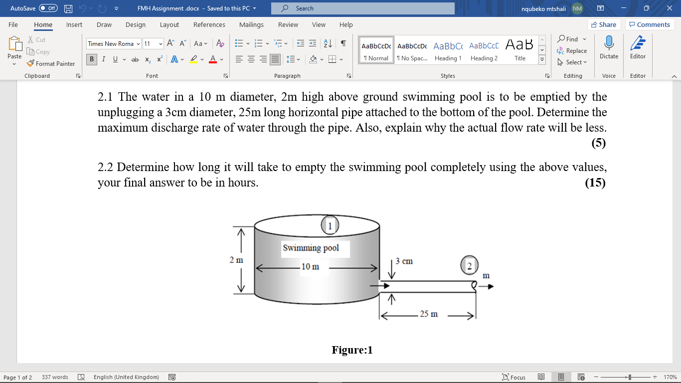 Solved AutoSave Off FMH Assignment.docx - Saved to this PC | Chegg.com