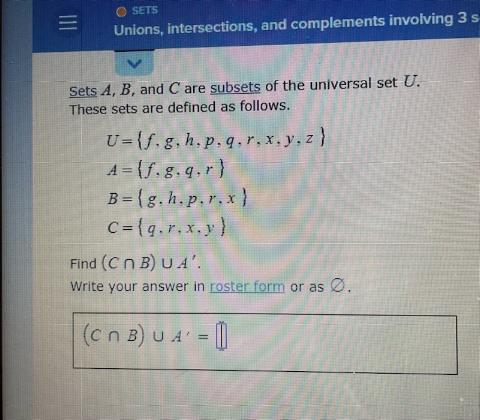 Solved Sets A, B, And C Are Subsets Of The Universal Set U. | Chegg.com