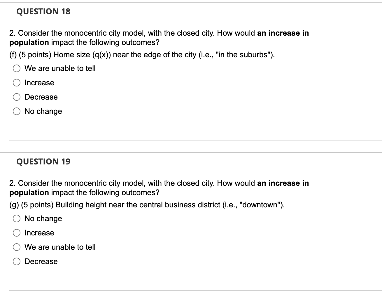 Solved 2. Consider the monocentric city model, with the | Chegg.com