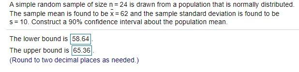 Solved A simple random sample of size n is drawn from a | Chegg.com