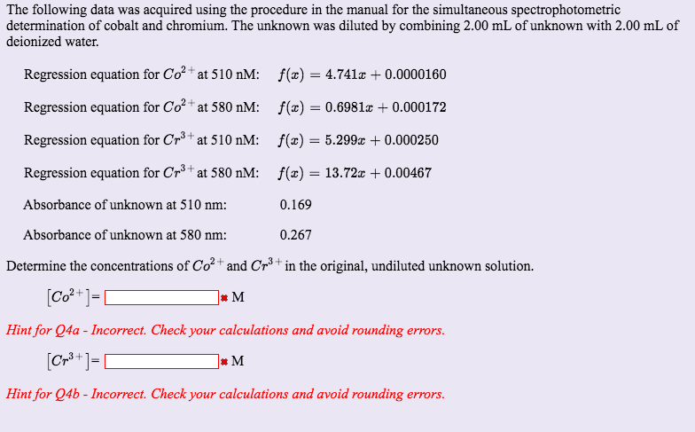 Solved The following data was acquired using the procedure | Chegg.com