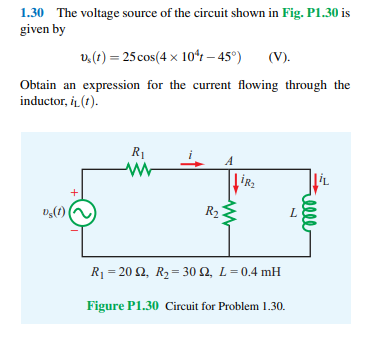 Solved 1.30 ﻿The voltage source of the circuit shown in Fig. | Chegg.com