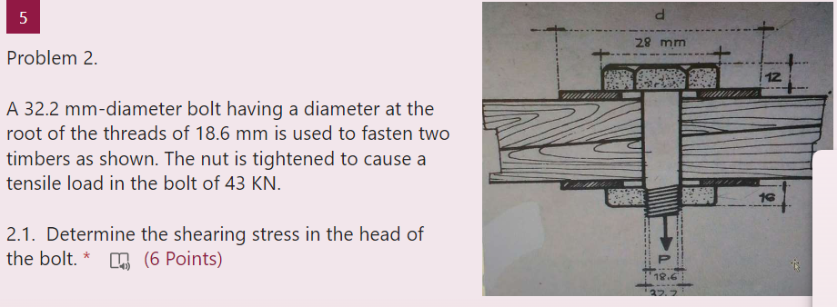 Solved A 32 2 ï Mm Diameter Bolt Having A Diameter At Theroot Chegg Solved A 32 2 ï Mm Diameter Bolt Having A Diameter At Theroot Chegg