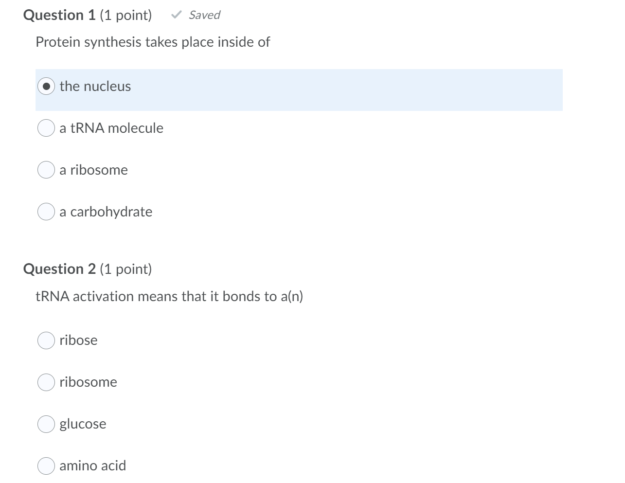 Solved Question 1 1 Point Saved Protein Synthesis Takes