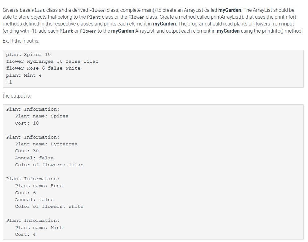Solved Given a base Plant class and a derived Flower class, | Chegg.com