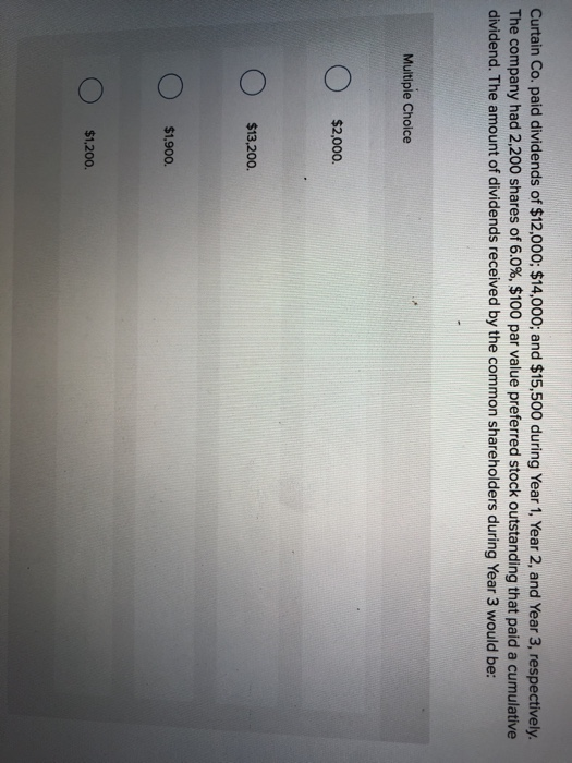 Solved Curtain Co. paid dividends of 12,000; 14,000; and