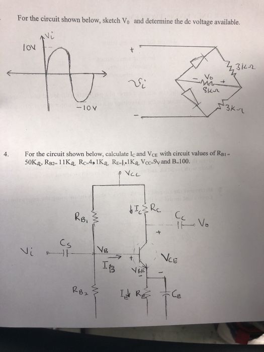 Solved For The Circuit Shown Below, Sketch Vo And Determine | Chegg.com