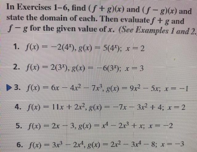 Solved In Exercises 1 6 Find F G X And F−g X And