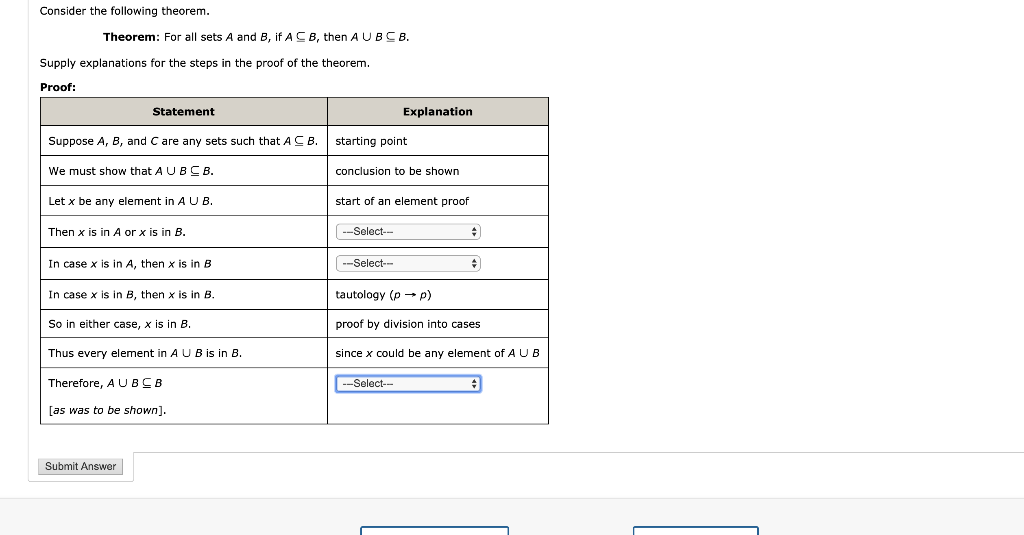 Solved Consider The Following Theorem. Theorem: For All Sets | Chegg.com