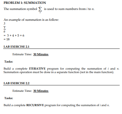 PROBLEM 1: SUMMATION
The summation symbol \( \sum_{a}^{i} \) is used to sum numbers from \( i \) to \( n \).
An example of su