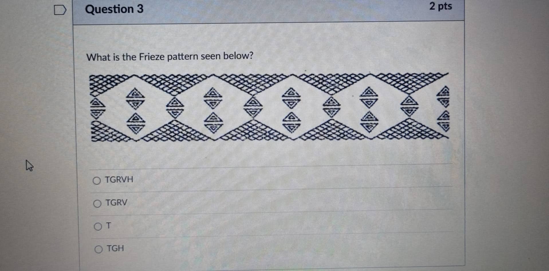 Solved Question 3 2 pts What is the Frieze pattern seen | Chegg.com
