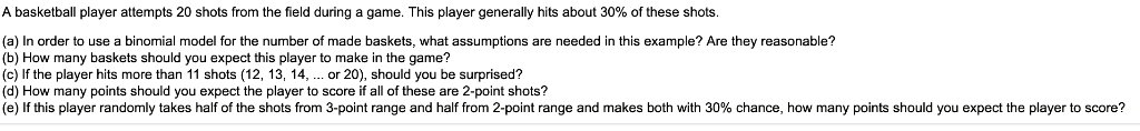 Solved A Basketball Player Attempts 20 Shots From The Field Chegg Solved A Basketball Player Attempts 20 Shots From The Field Chegg