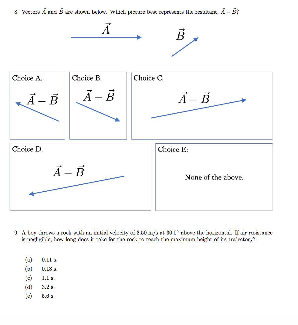 Solved 8 Vectors A And B Are Shown Below Which Picture Chegg Com