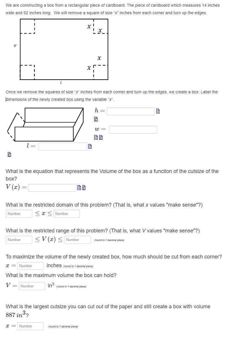 Solved We are constructing a box from a rectangular piece of | Chegg.com