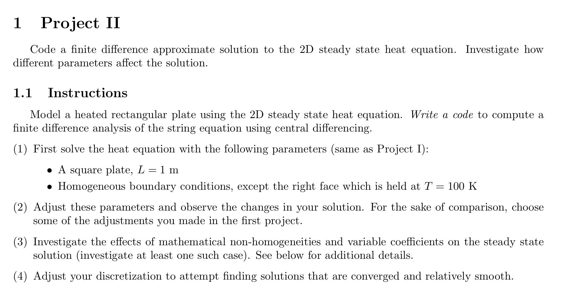 1 Project II Code a finite difference approximate | Chegg.com
