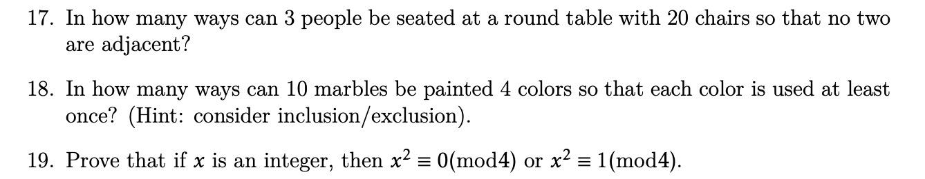 Solved 17. In how many ways can 3 people be seated at a | Chegg.com