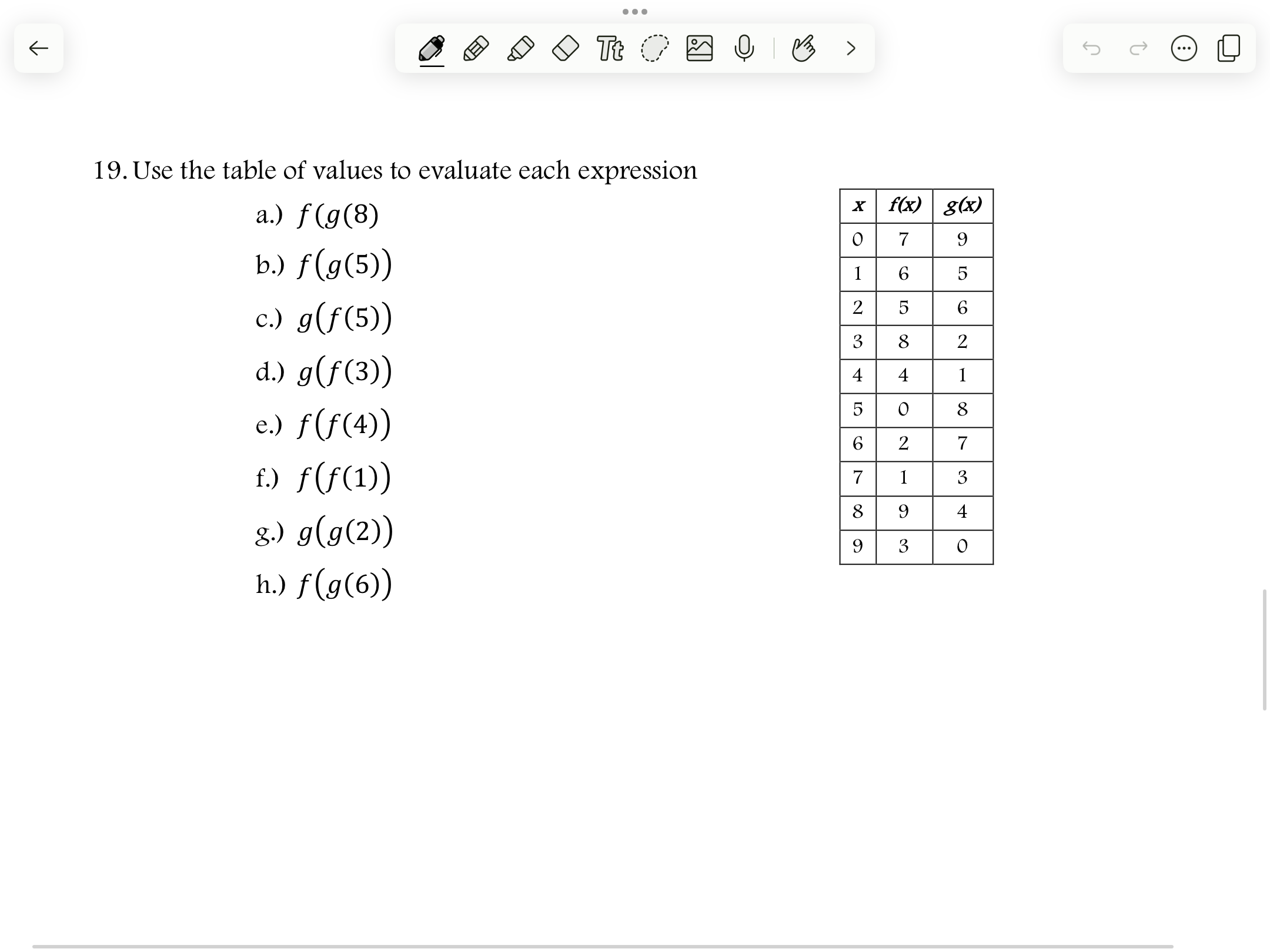 Solved Use the table of values to evaluate each | Chegg.com